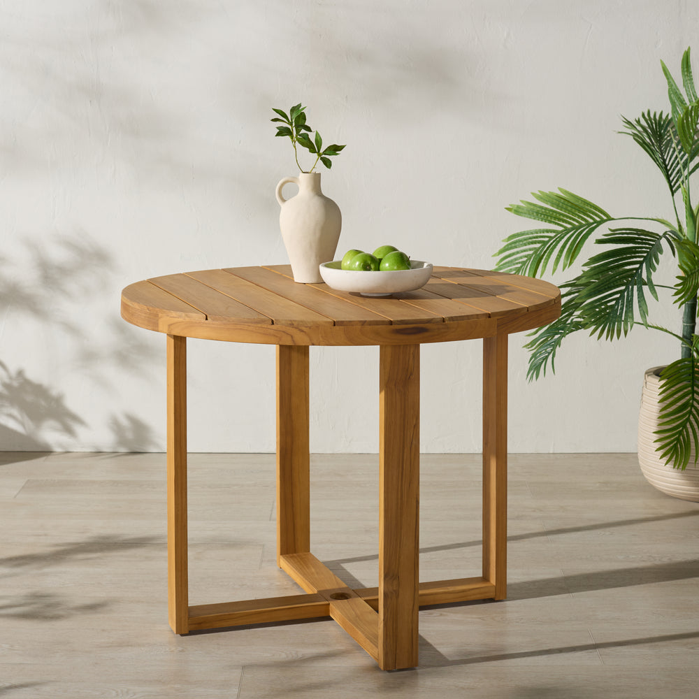 American Home Furniture Safavieh Couture Mayaguana Brazilian Teak Round Dining Table