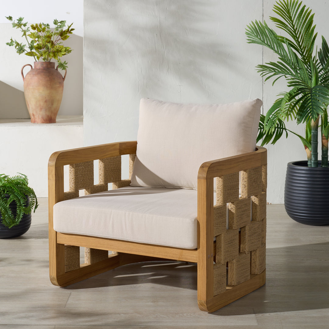 American Home Furniture Safavieh Couture Skipper Teak And Hyacinth Patio Chair