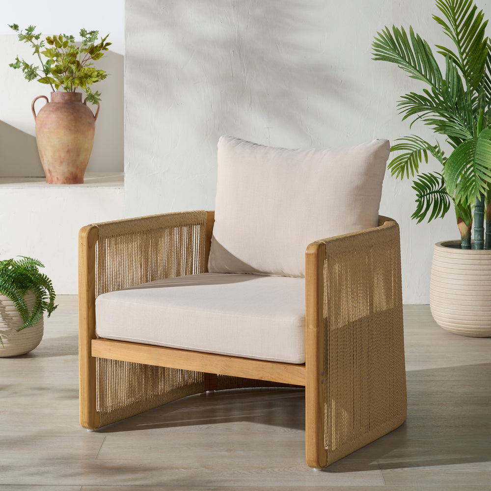 American Home Furniture Safavieh Couture Gale Teak And Hyacinth Patio Chair