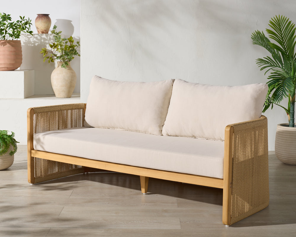 American Home Furniture Safavieh Couture Gale Teak And Hyacinth Patio Sofa