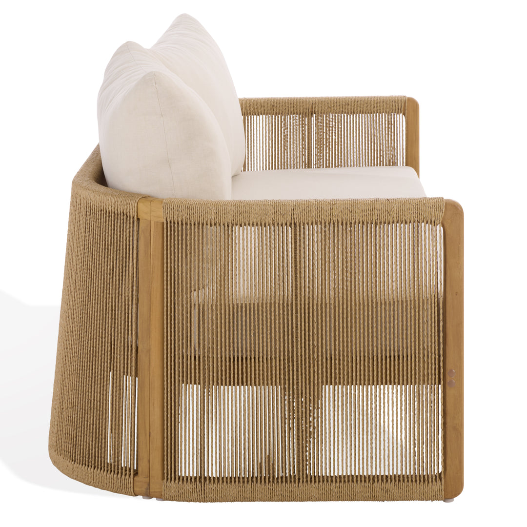 American Home Furniture Safavieh Couture Gale Teak And Hyacinth Patio Sofa