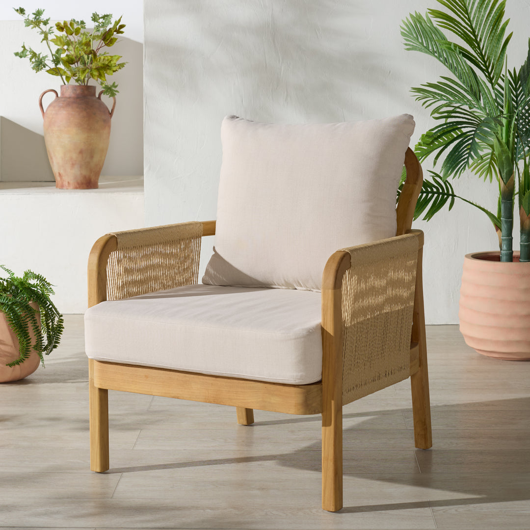 American Home Furniture Safavieh Couture Rogers Teak And Hyacinth Patio Chair