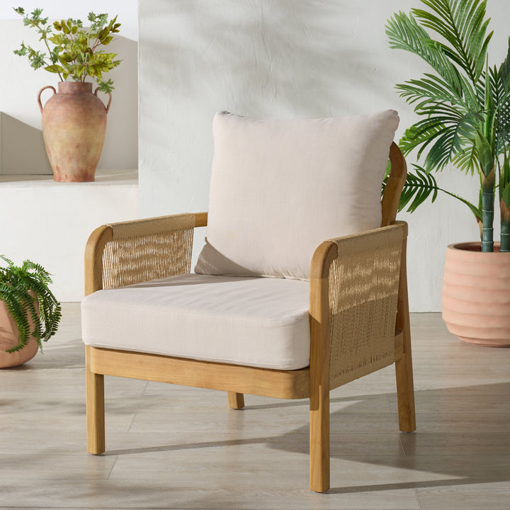 American Home Furniture Safavieh Couture Rogers Teak And Hyacinth Patio Chair