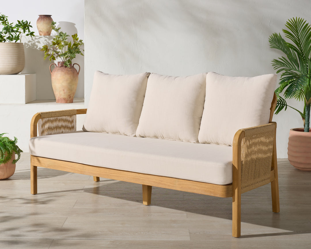 American Home Furniture Safavieh Couture Rogers Teak And Hyacinth Patio Sofa