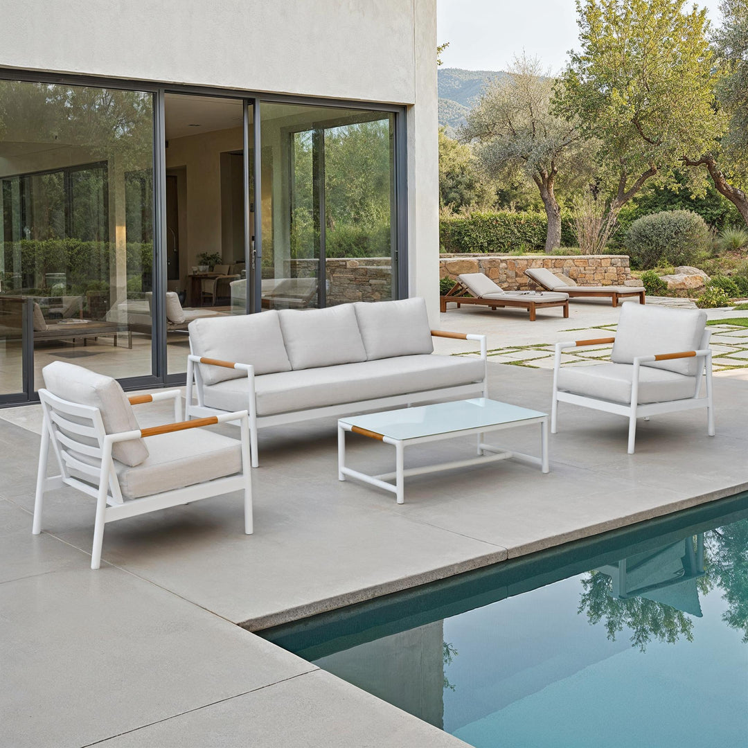 American Home Furniture Safavieh Couture Chryssa Aluminum And Teak Patio Coffee Table