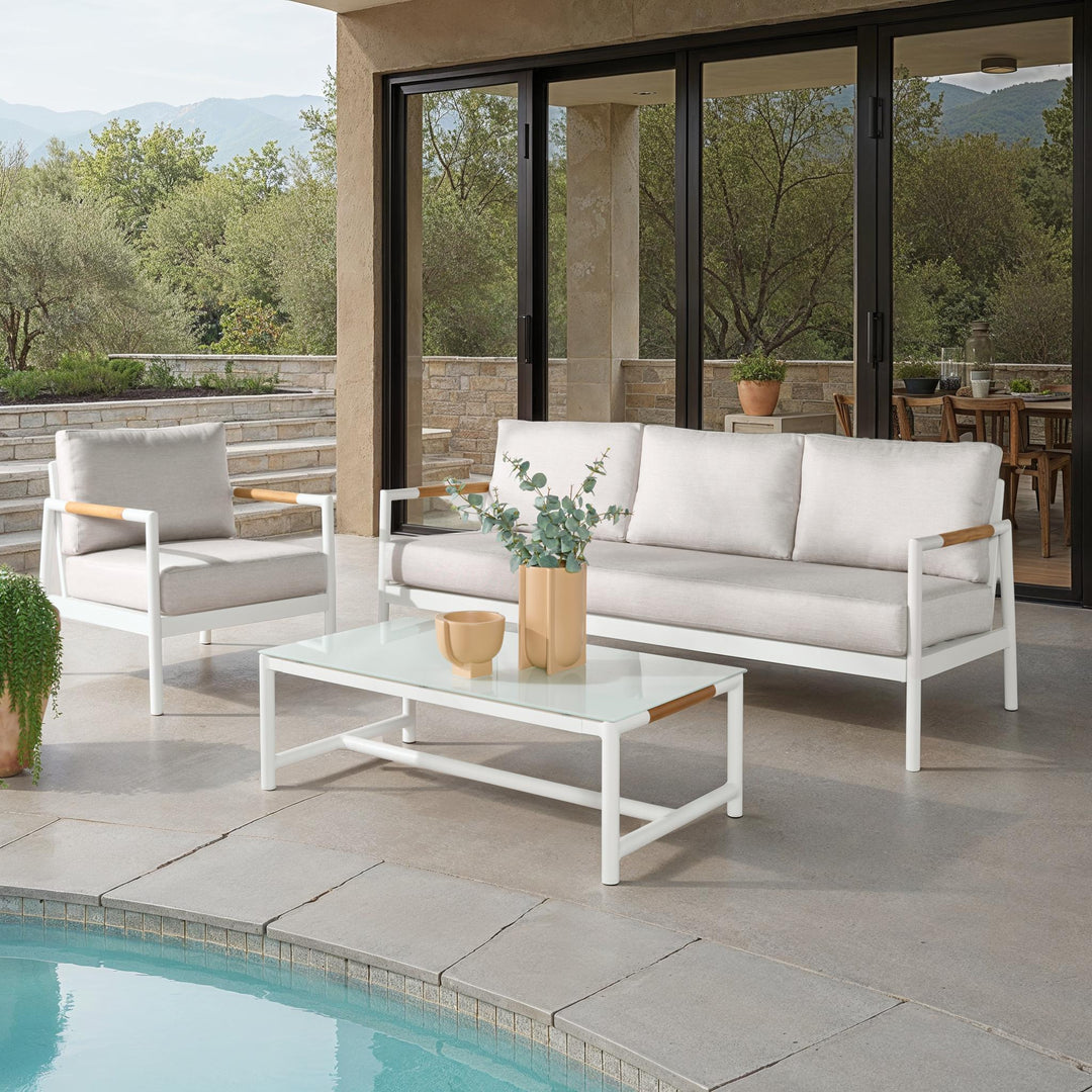 American Home Furniture Safavieh Couture Chryssa Aluminum And Teak Patio Sofa