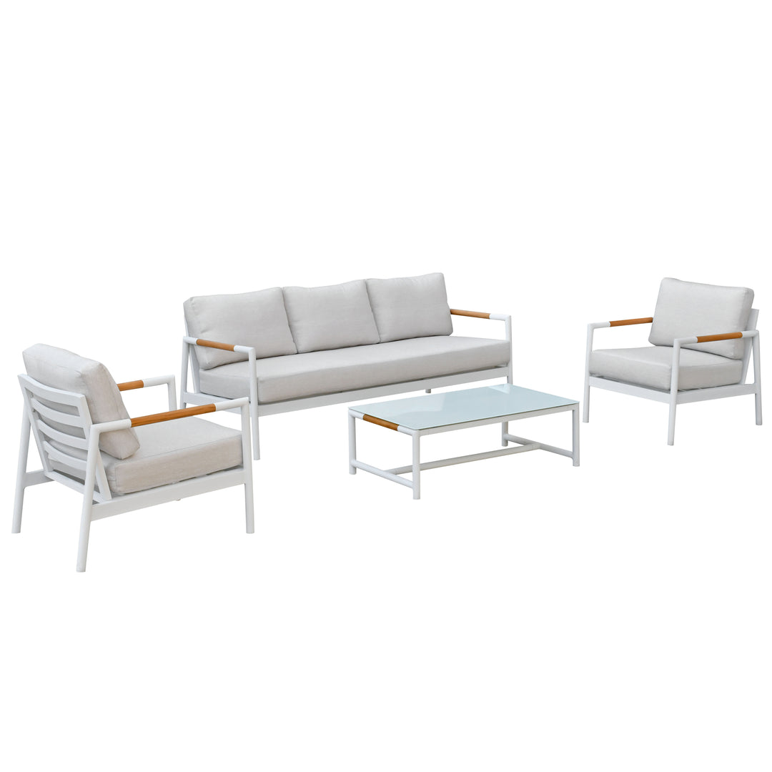 American Home Furniture Safavieh Couture Chryssa Aluminum And Teak Patio Sofa
