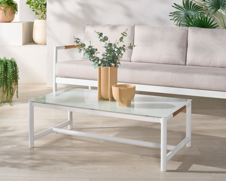 American Home Furniture Safavieh Couture Chryssa Aluminum And Teak Patio Coffee Table