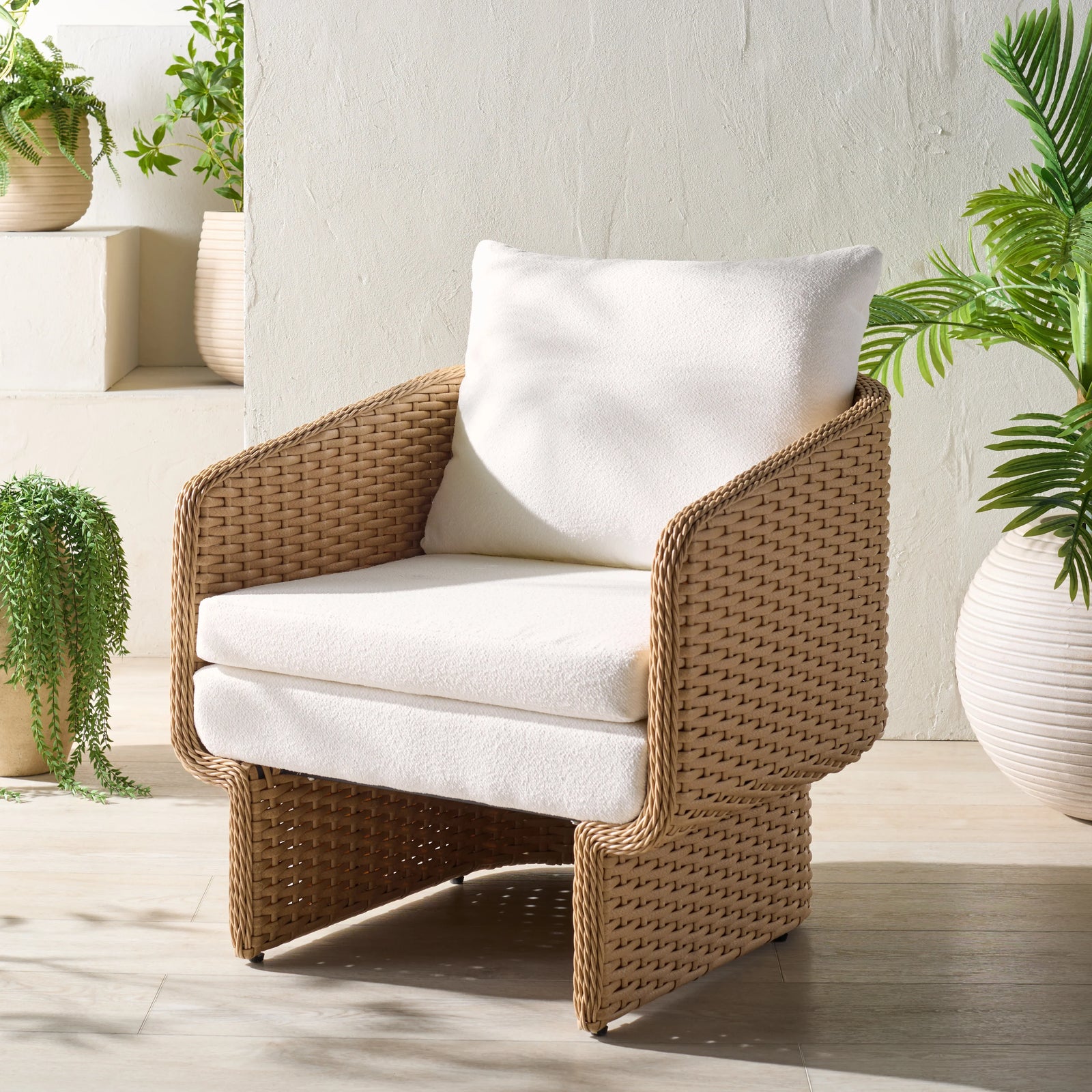 American Home Furniture Safavieh Couture Giuseppe Rattan Weaving Outdoor Chair