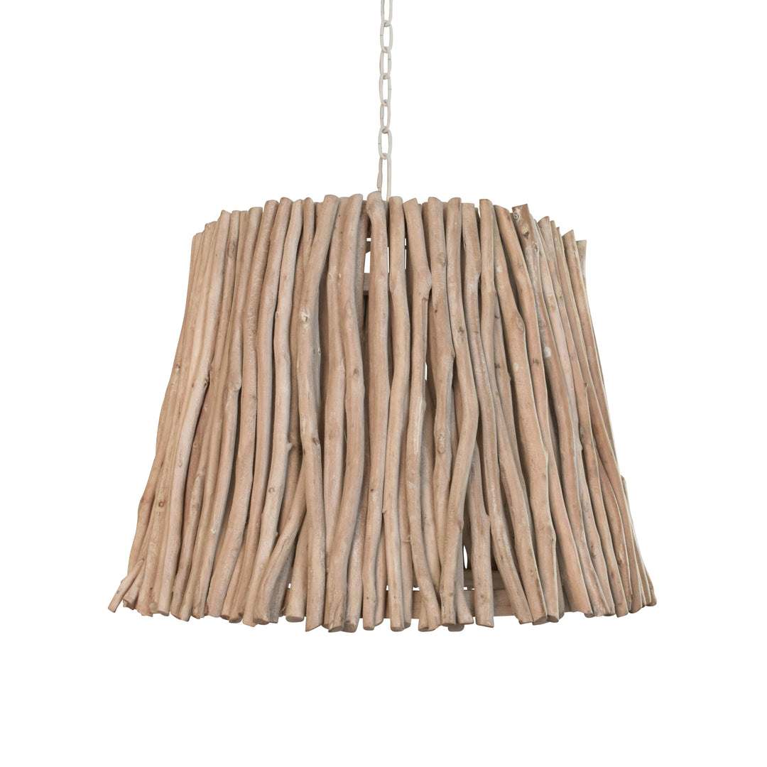 Tapered Drum Pendant Handcrafted With Whitewash Eucalyptus Wood - CREW