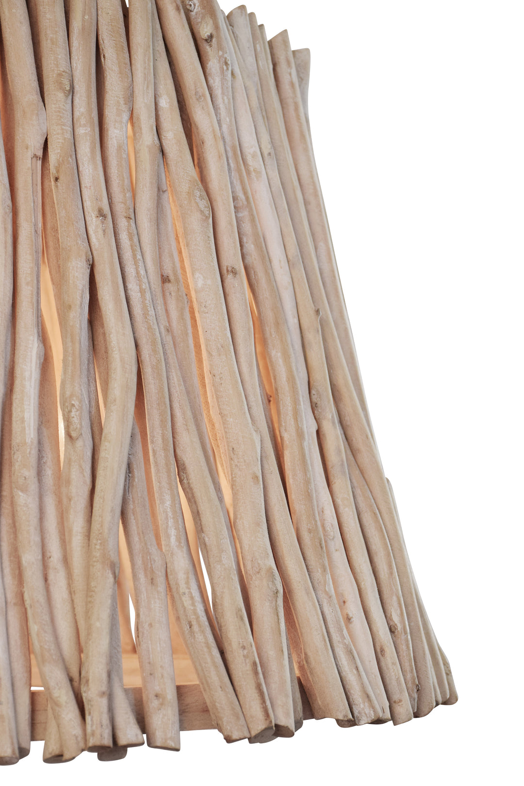 Tapered Drum Pendant Handcrafted With Whitewash Eucalyptus Wood - CREW