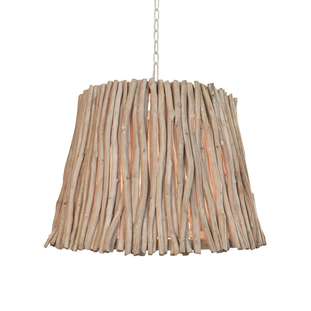Tapered Drum Pendant Handcrafted With Whitewash Eucalyptus Wood - CREW