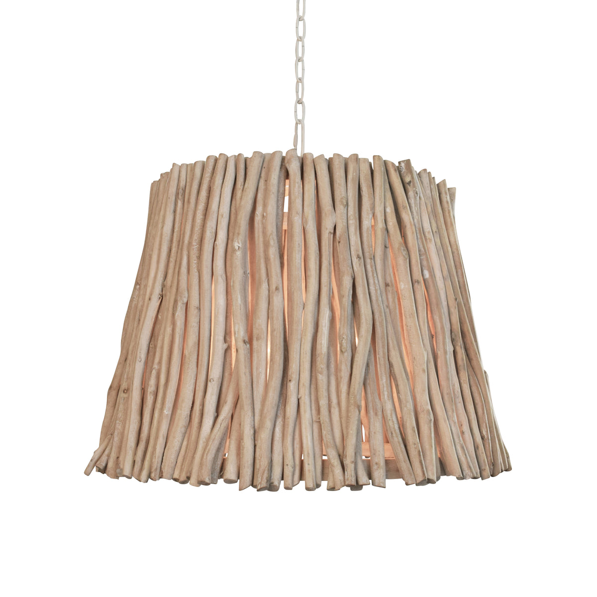 Tapered Drum Pendant Handcrafted With Whitewash Eucalyptus Wood - CREW