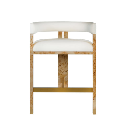 Modern Wooden Accent Counter Stool In Burlwood With White Linen  - CRUISE BW