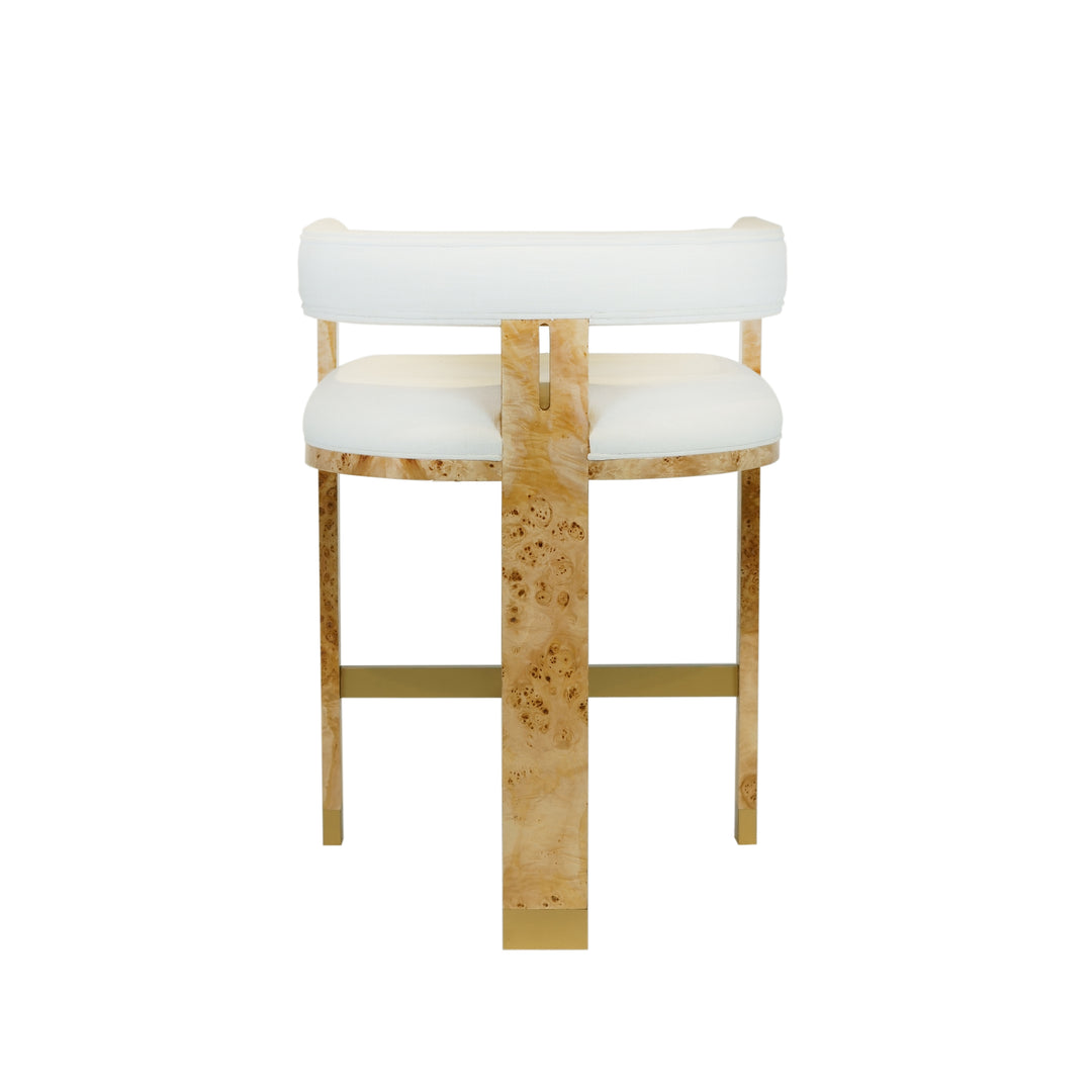 Modern Wooden Accent Counter Stool In Burlwood With White Linen  - CRUISE BW