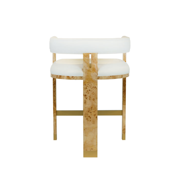Modern Wooden Accent Counter Stool In Burlwood With White Linen  - CRUISE BW