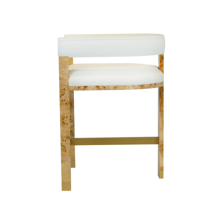 Modern Wooden Accent Counter Stool In Burlwood With White Linen  - CRUISE BW