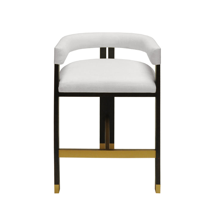 Modern Wooden Accent Counter Stool With White Linen Upholstery - CRUISE ES