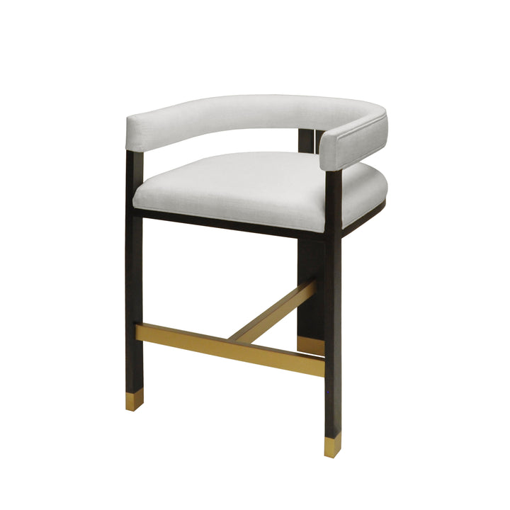Modern Wooden Accent Counter Stool With White Linen Upholstery - CRUISE ES