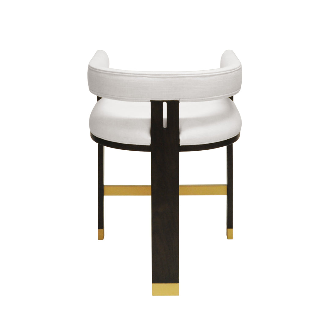 Modern Wooden Accent Counter Stool With White Linen Upholstery - CRUISE ES