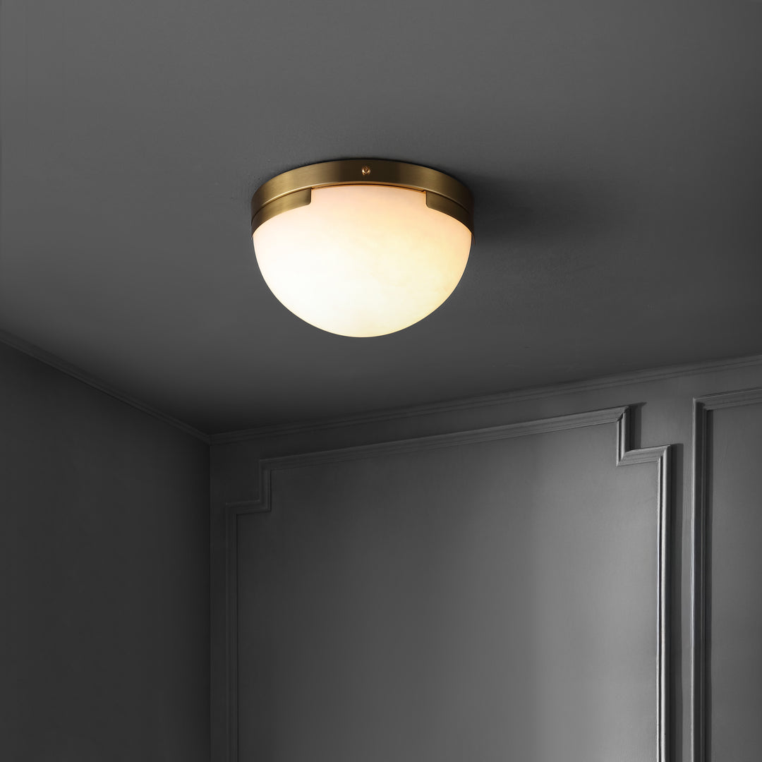 8"W x 8"D x 4.8"H / Off White/Brass