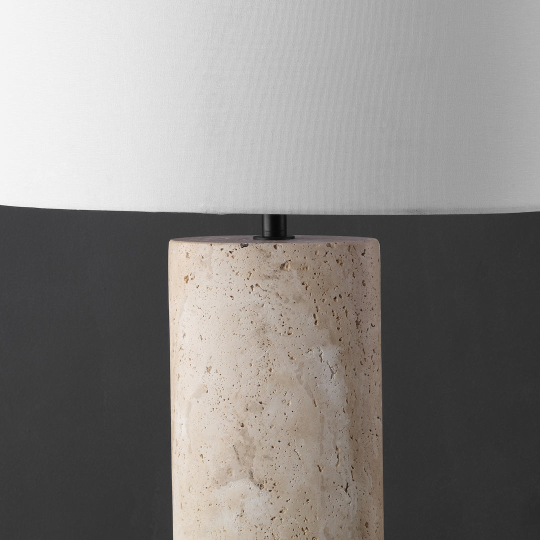 American Home Furniture Safavieh Couture Jillianna Round Travertine Table Lamp