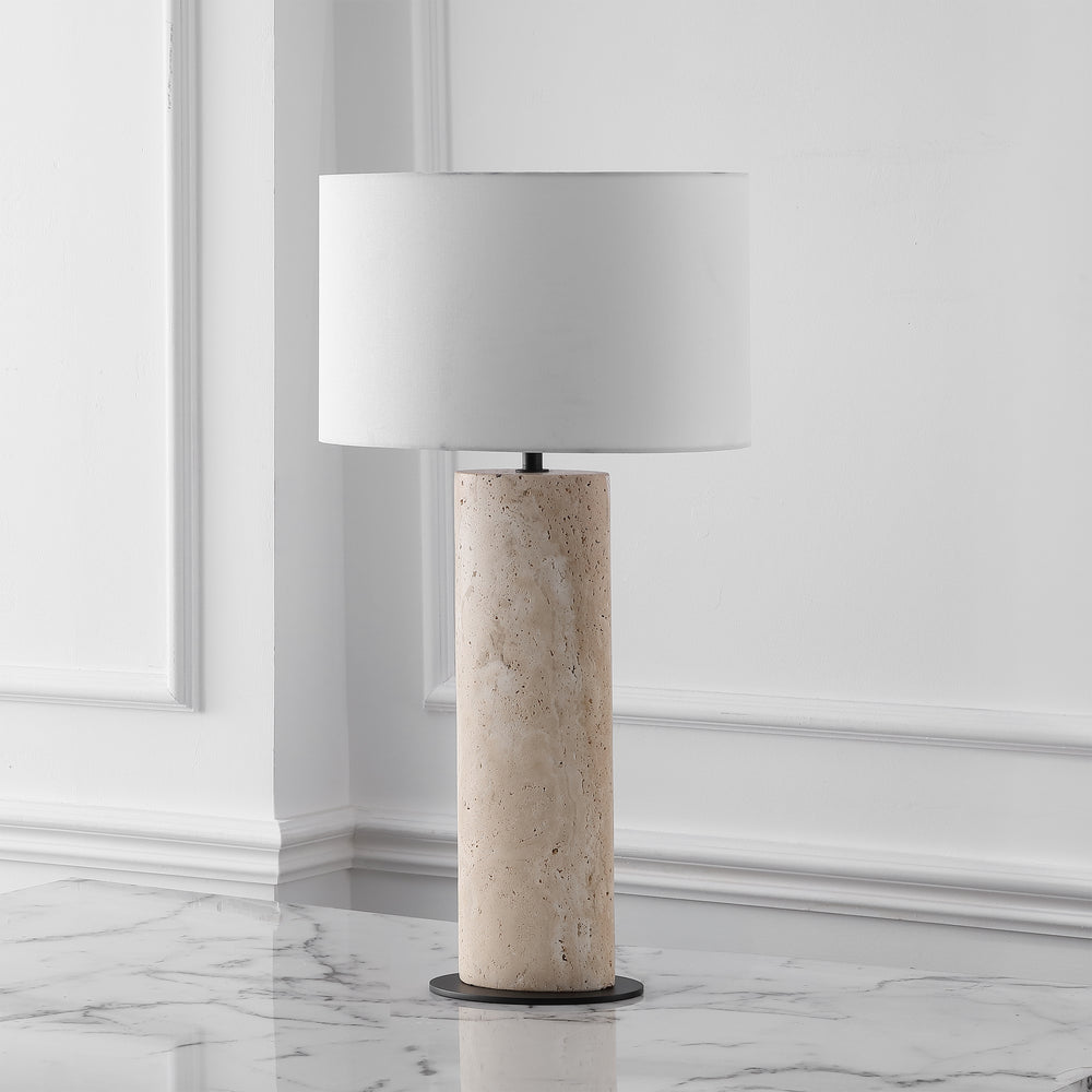 American Home Furniture Safavieh Couture Jillianna Round Travertine Table Lamp