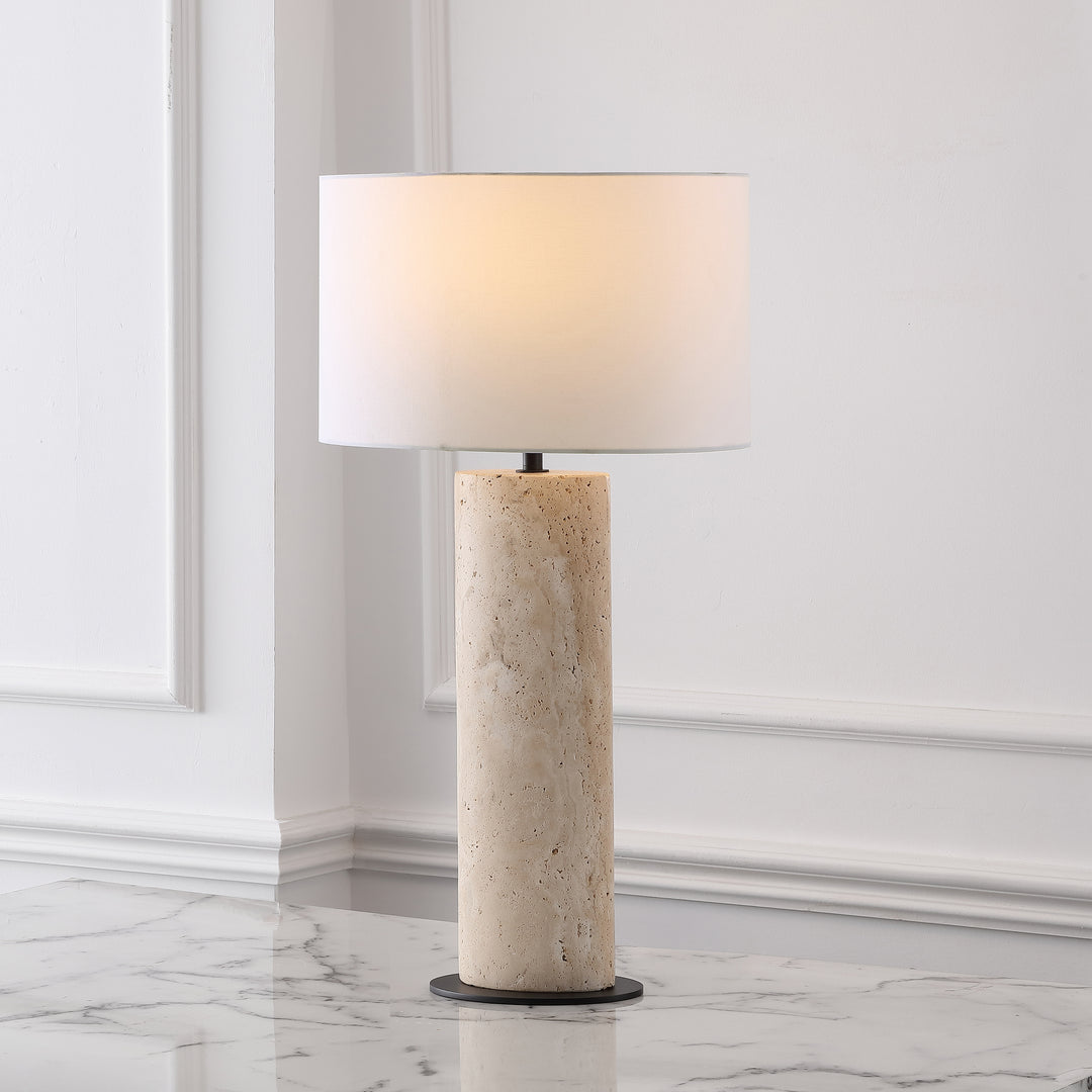 American Home Furniture Safavieh Couture Jillianna Round Travertine Table Lamp
