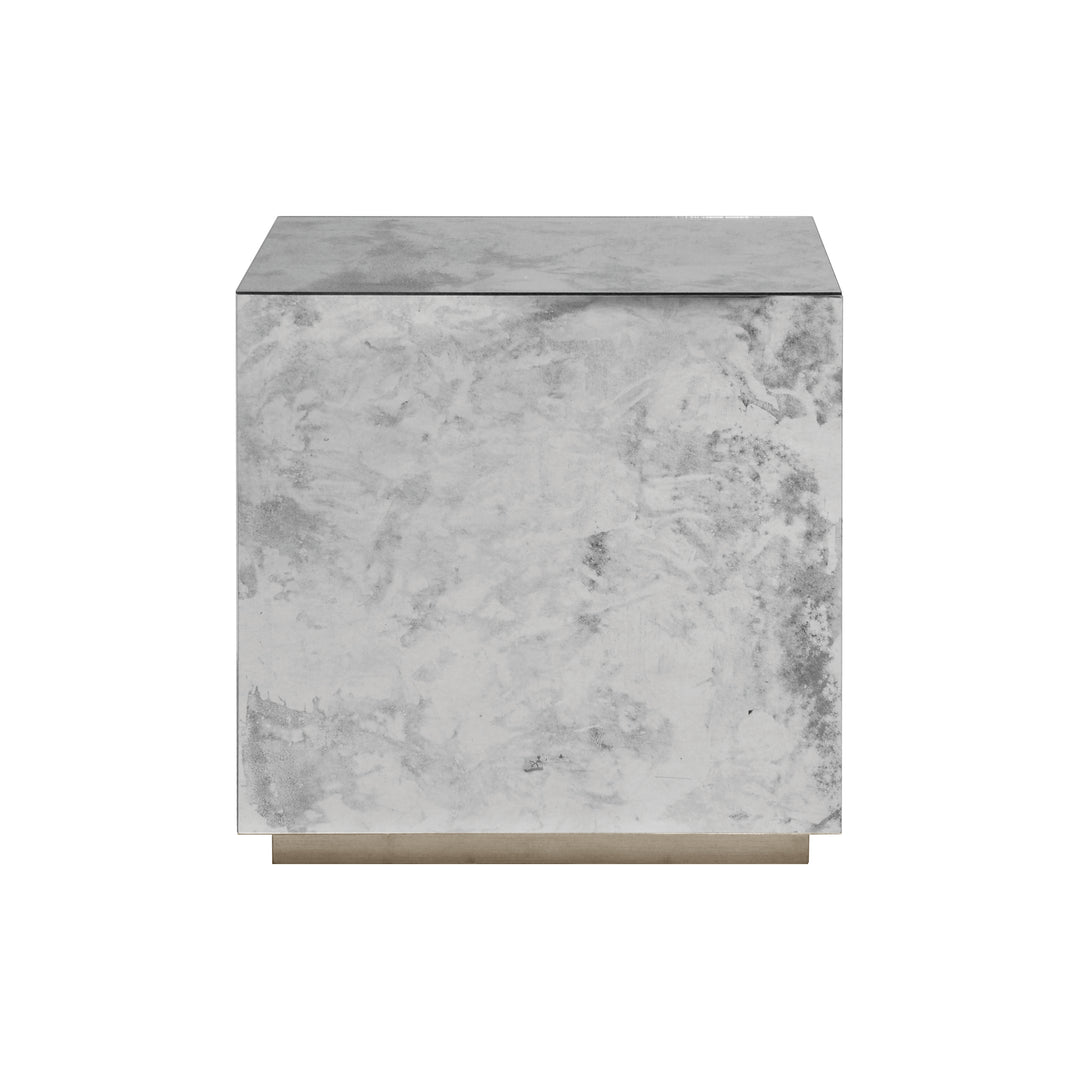Reverse Antique Mirror Cocktail Cube W. Gold Leaf Base - CUBO G