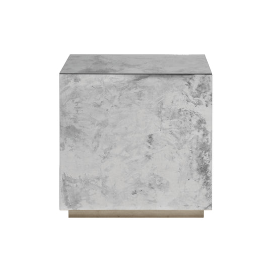 Reverse Antique Mirror Cocktail Cube W. Gold Leaf Base - CUBO G