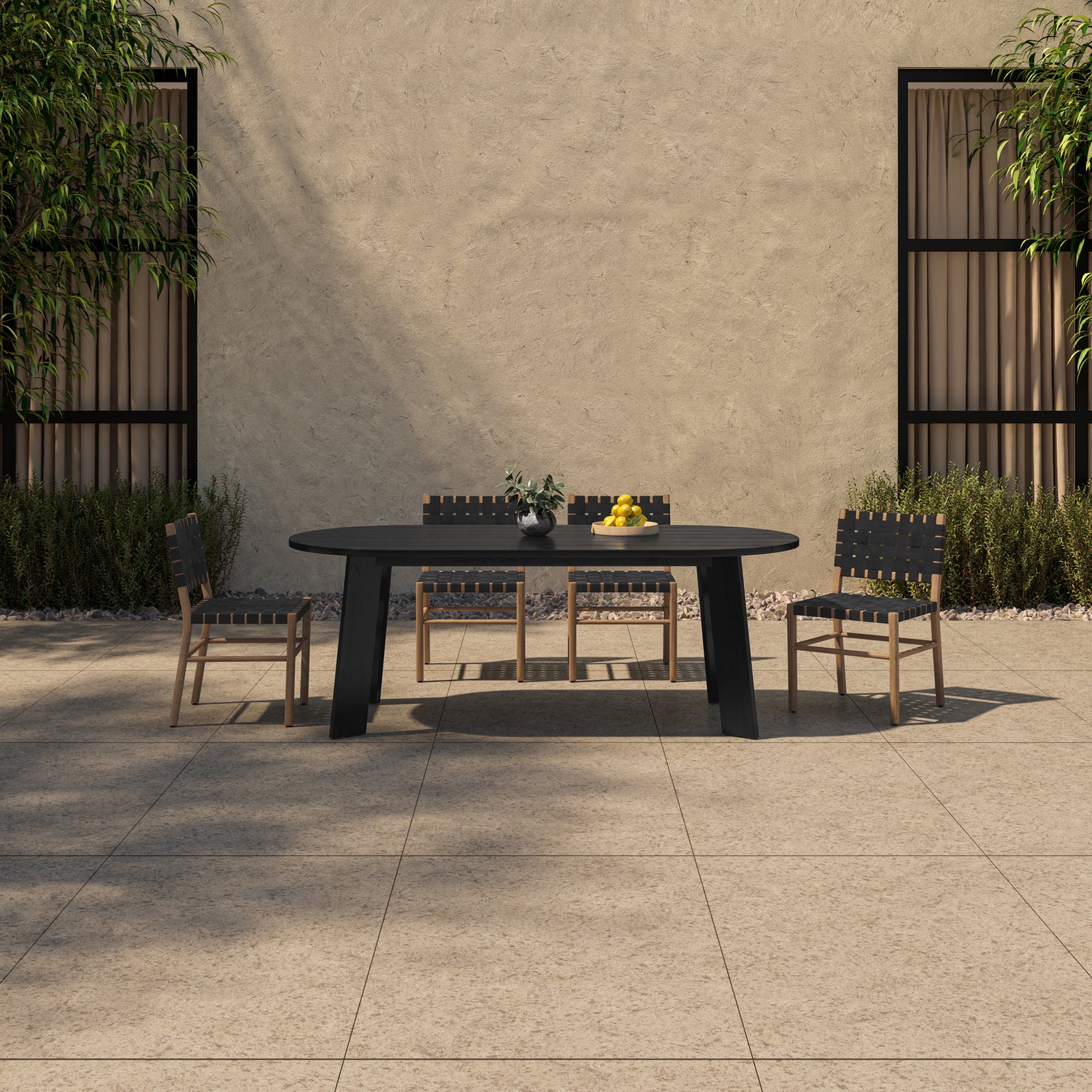 Moe's Home Collection - Delta Oval Outdoor Dining Table Black - CV-1025-02 | American Home Furniture