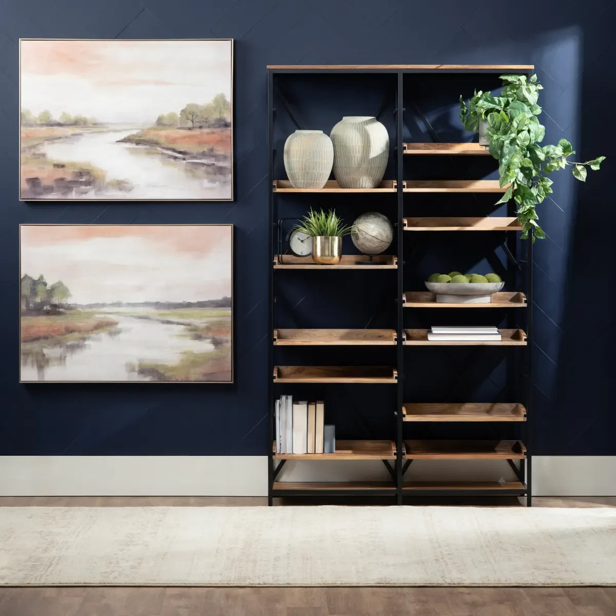 Crestview Collection Thomas Road Double Etagere BOOKCASES + SHELVES