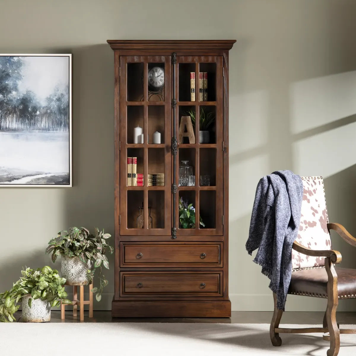Crestview Collection Rutherford Curio Cabinet SIDEBOARDS + CABINETS