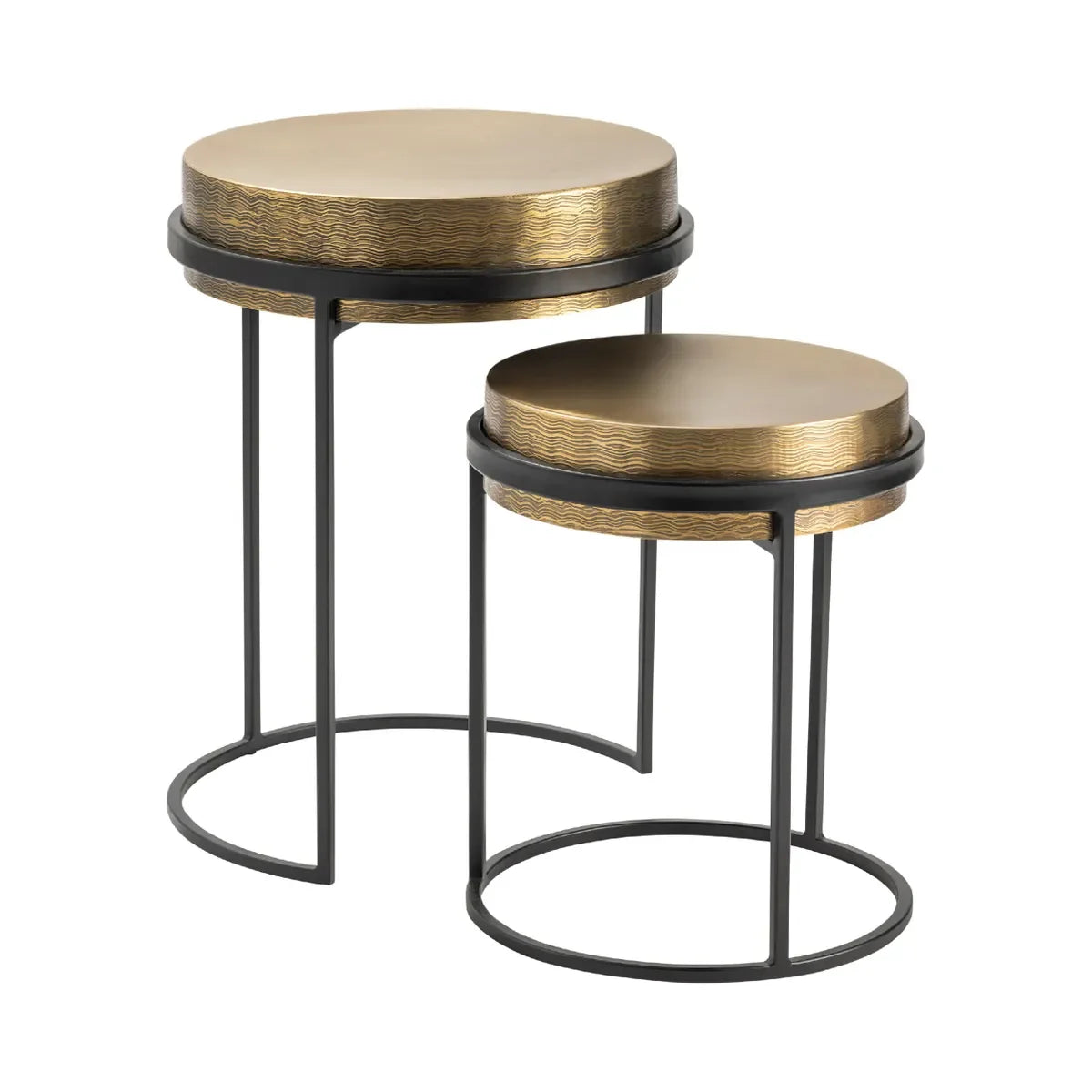 Crestview Collection 2 Piece Hudson Textured Brass Nesting Tables ACCENT TABLES