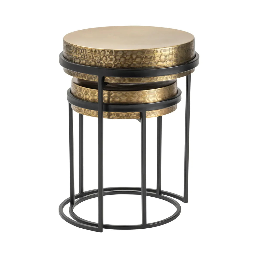2 Piece Hudson Textured Brass Nesting Tables