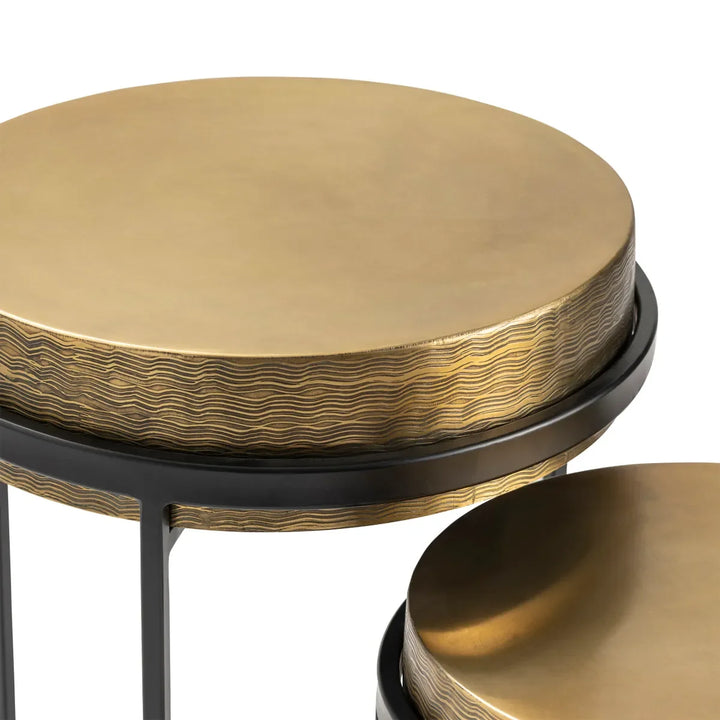 2 Piece Hudson Textured Brass Nesting Tables