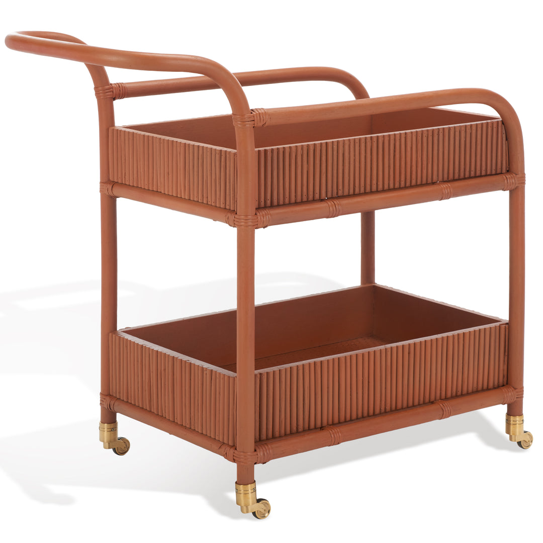 American Home Furniture Safavieh Couture Barnette Rattan Pole Bar Cart