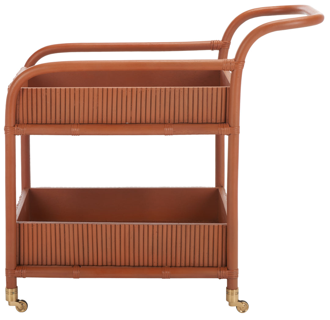 American Home Furniture Safavieh Couture Barnette Rattan Pole Bar Cart