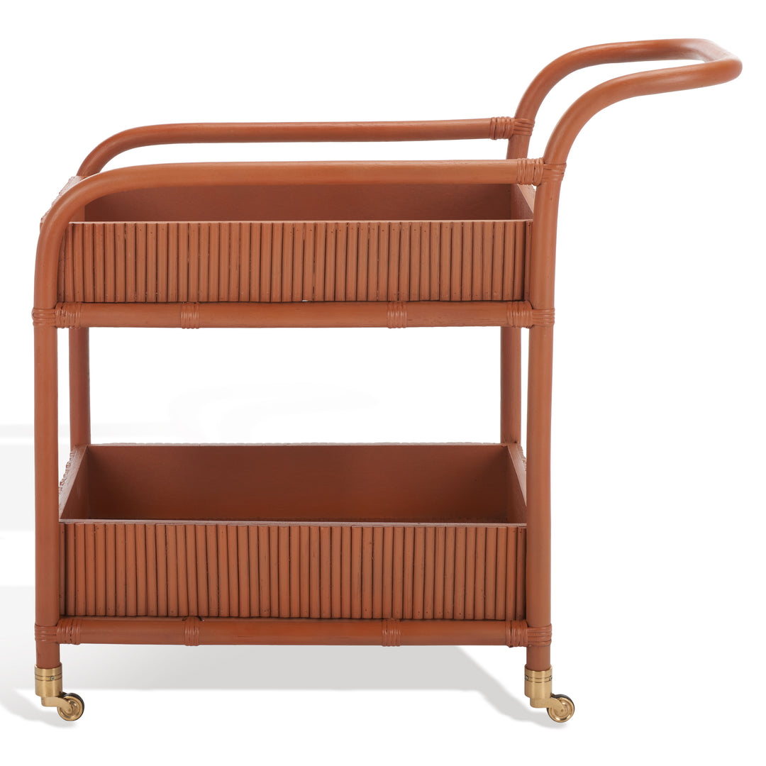 American Home Furniture Safavieh Couture Barnette Rattan Pole Bar Cart