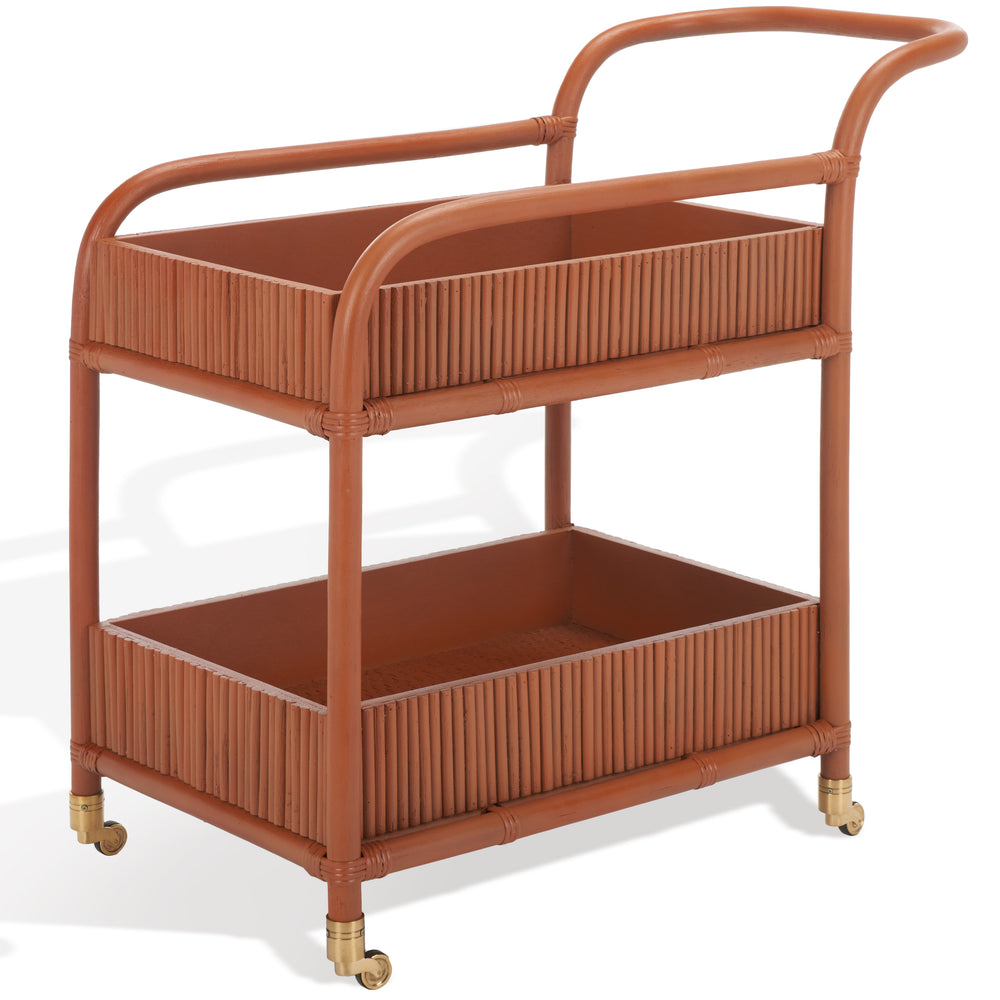 American Home Furniture Safavieh Couture Barnette Rattan Pole Bar Cart