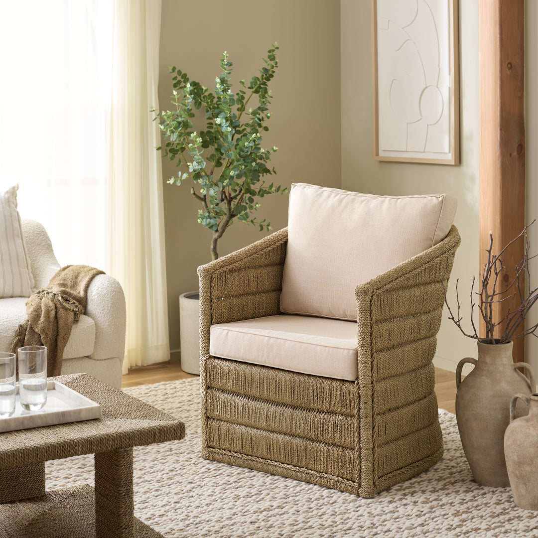 American Home Furniture Safavieh Couture Aikan Woven Sea Grass Accent Chair