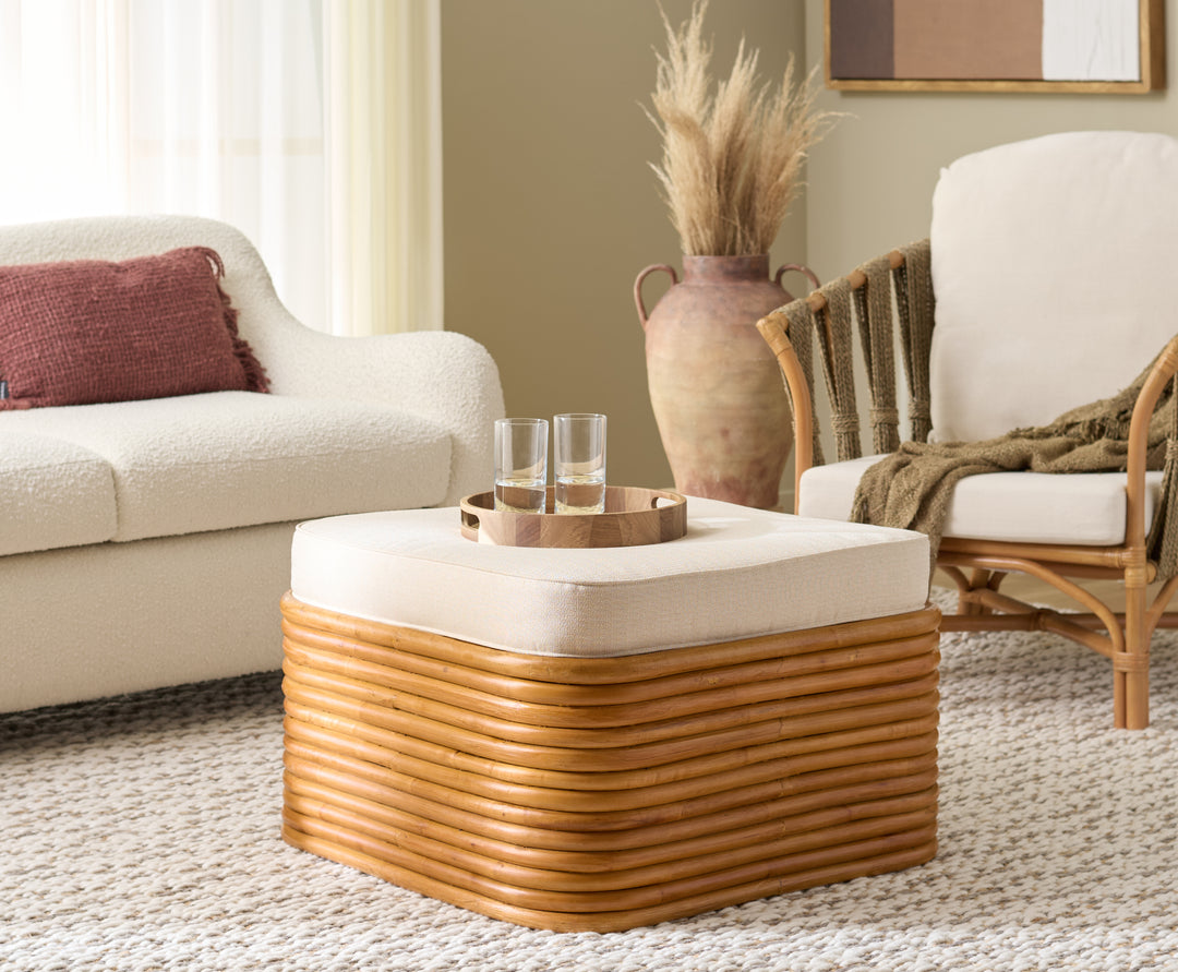 American Home Furniture Safavieh Couture Flanders Rattan Pole Coktail Ottoman