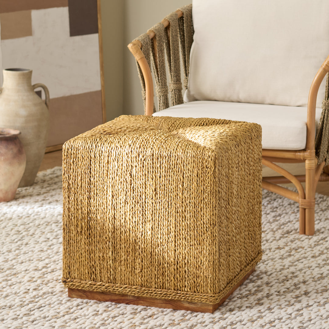 American Home Furniture Safavieh Couture Donnabella Woven Abaca Ottoman