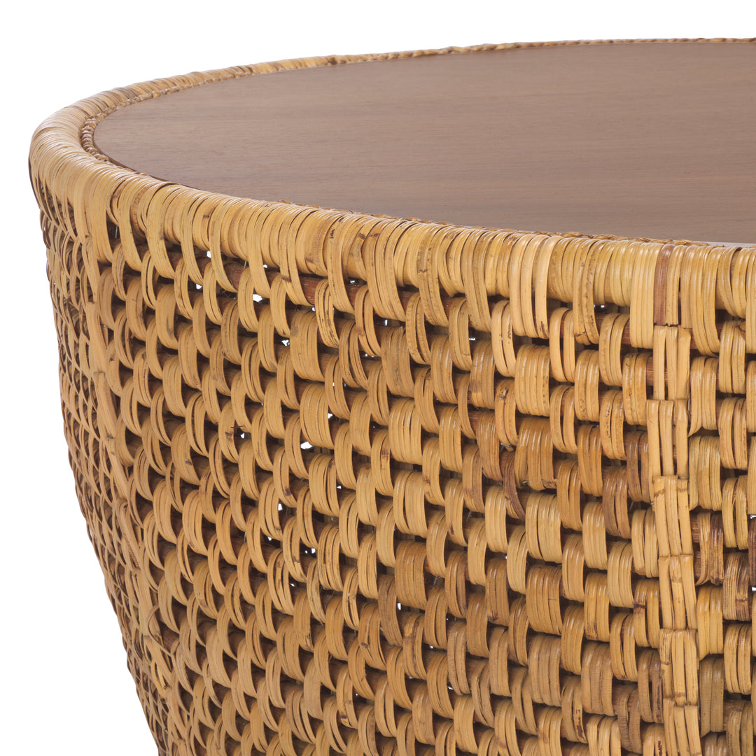 American Home Furniture Safavieh Couture Braylen Rattan And Glass Round Coffee Table