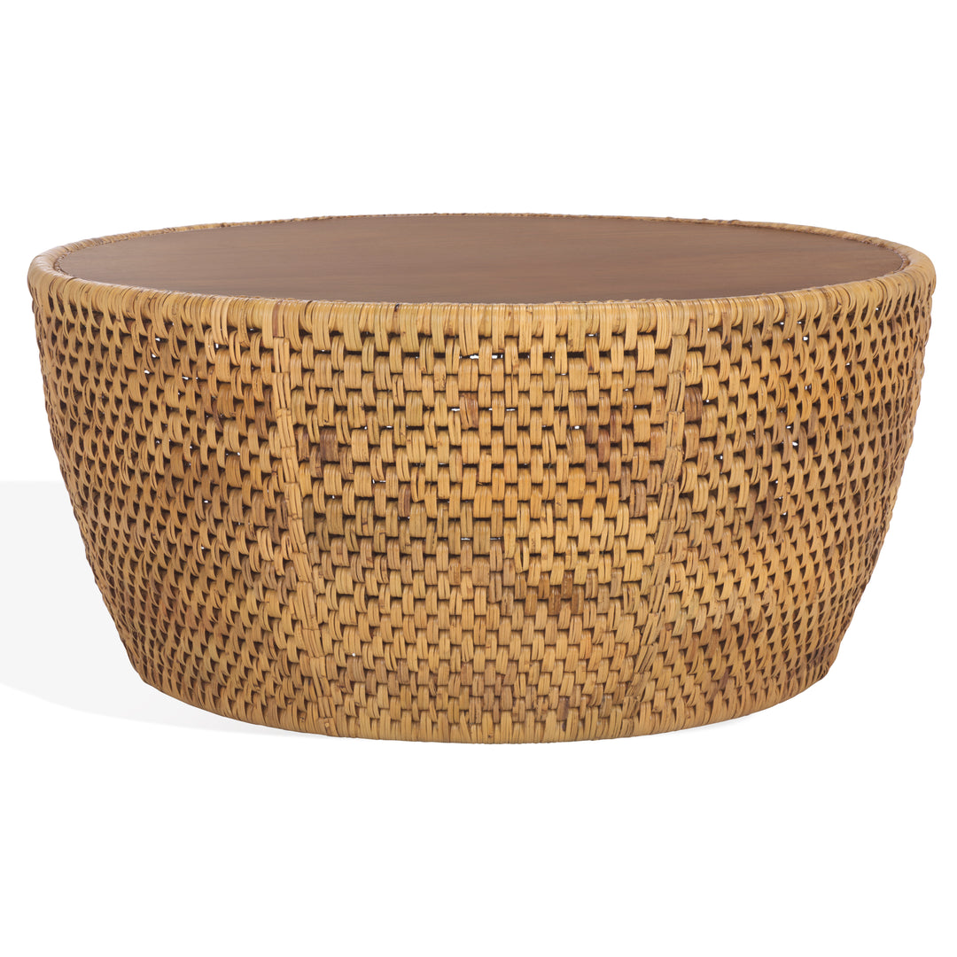 American Home Furniture Safavieh Couture Braylen Rattan And Glass Round Coffee Table