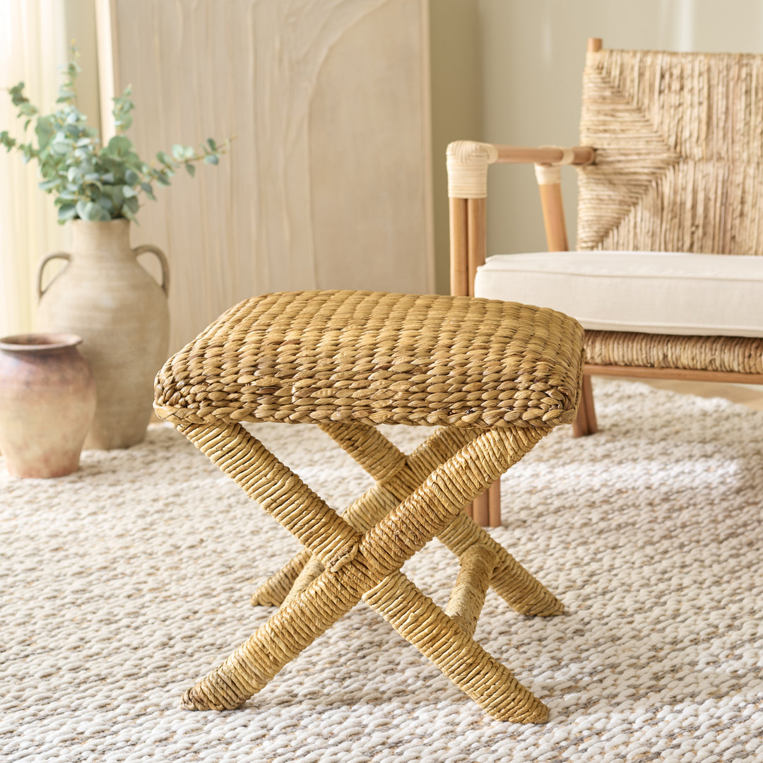 American Home Furniture Safavieh Couture Caprianna Woven Waterhyacinth Stool