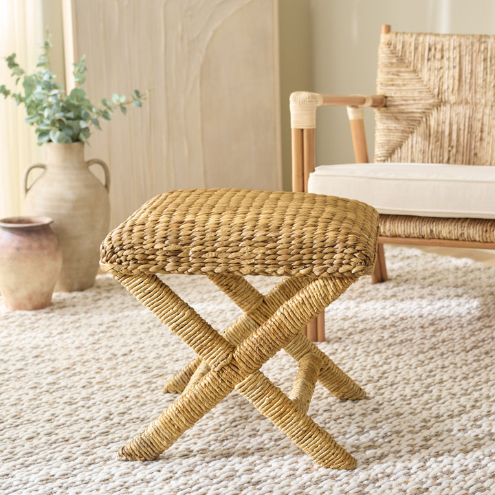 American Home Furniture Safavieh Couture Caprianna Woven Waterhyacinth Stool