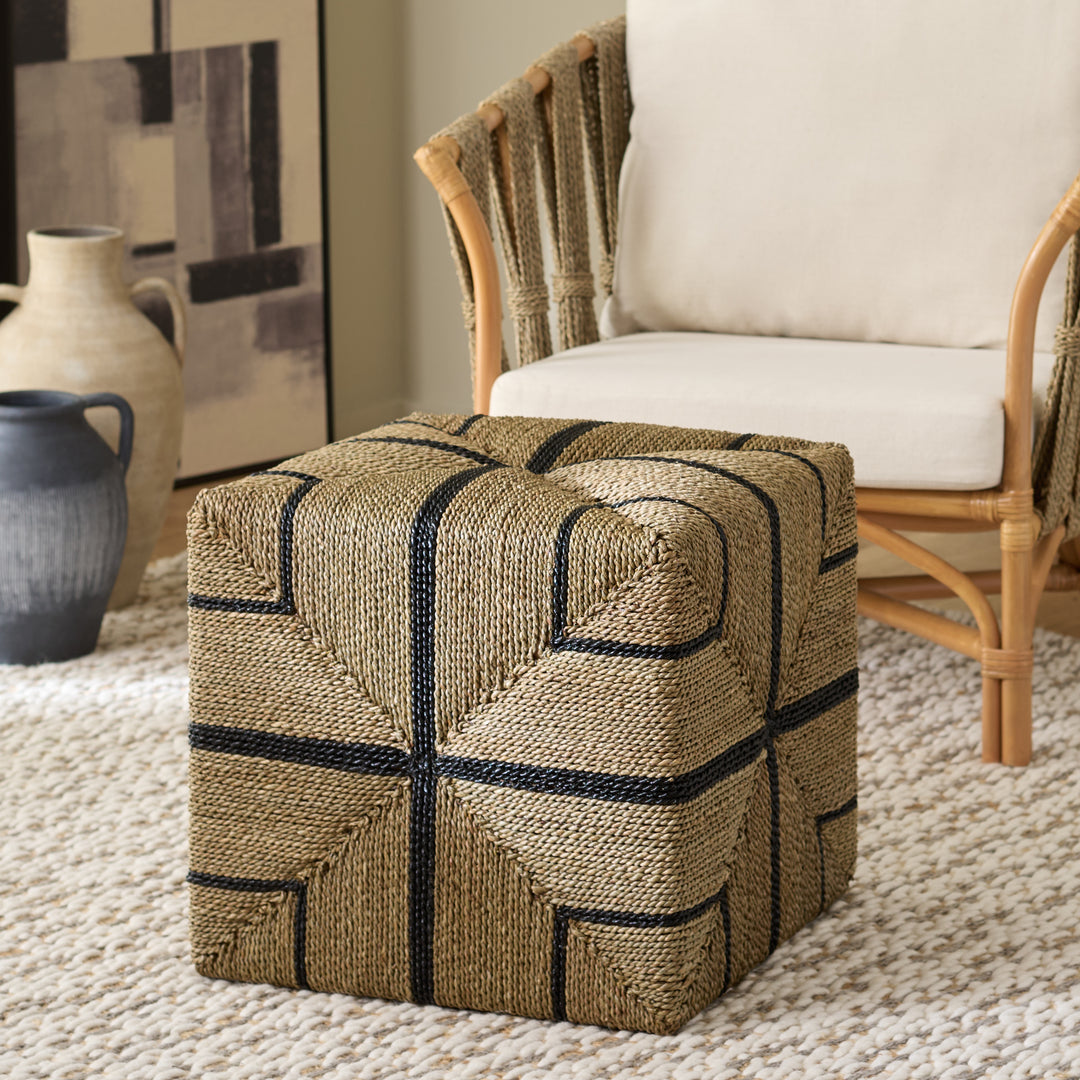 American Home Furniture Safavieh Couture Liatasha Woven Seagrass Ottoman