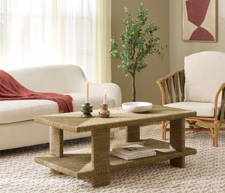 American Home Furniture Safavieh Couture Malta Woven Seagrass Coffee Table