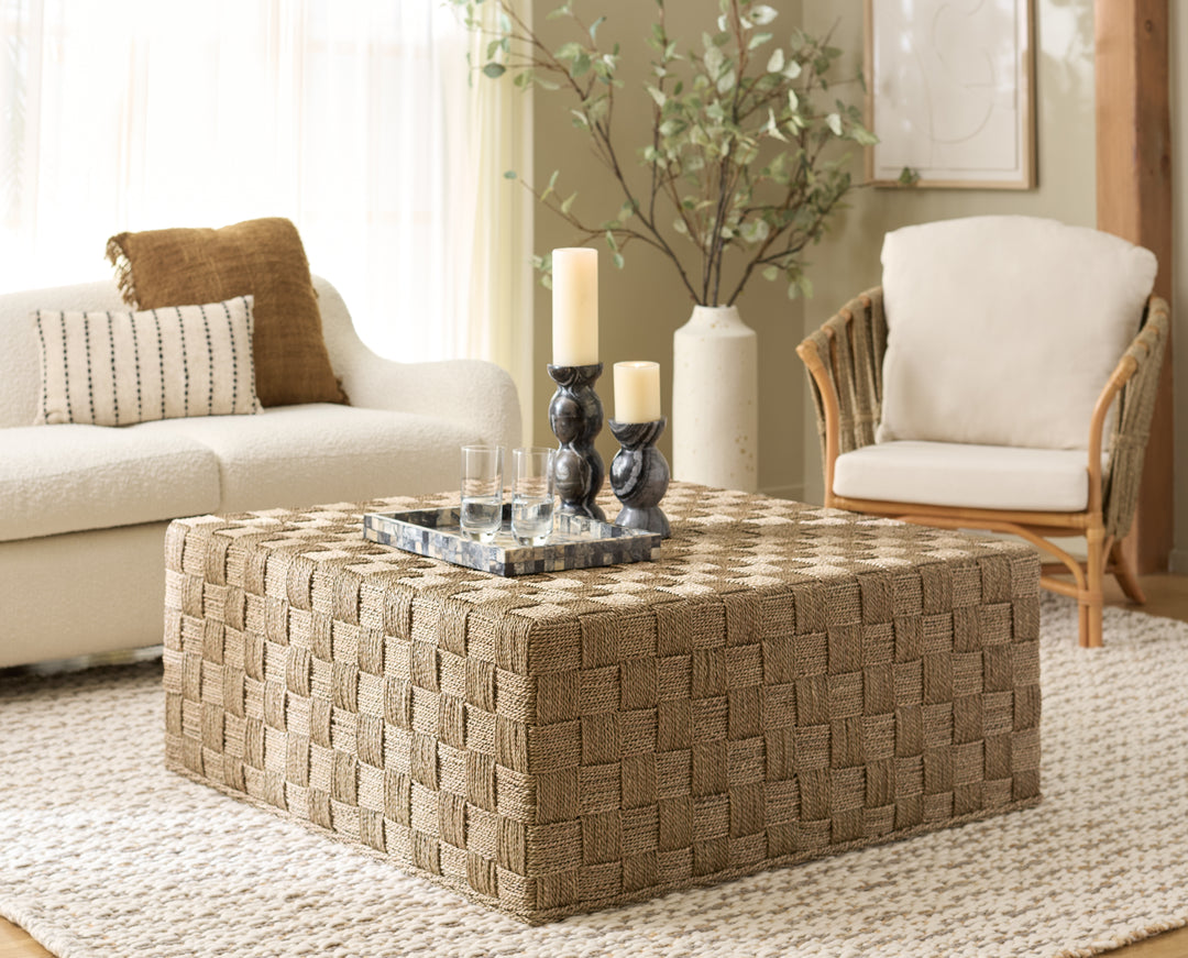 American Home Furniture Safavieh Couture Norabelle Square Woven Seagrass Coffee Table